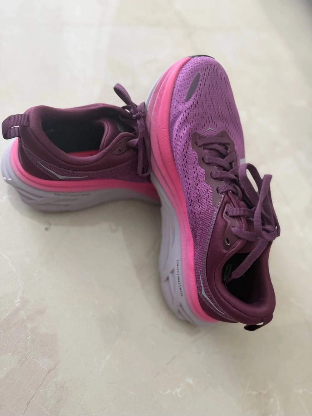 Hoka Women's Plum and Pink Cushion Running Shoes - Picture 3 of 3